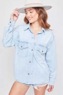 Women's Long Sleeve Denim Oversized Shacket -Wana Fashion Shop J1090DSH 36Q 2