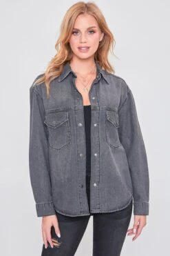 Women's Long Sleeve Denim Oversized Shacket -Wana Fashion Shop J1090DSH 36W 1