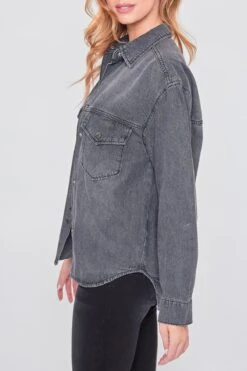 Women's Long Sleeve Denim Oversized Shacket -Wana Fashion Shop J1090DSH 36W 2