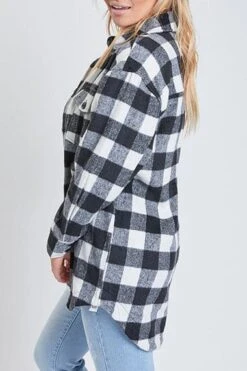 Women's Long Sleeve Plaid Oversized Shacket -Wana Fashion Shop J1091PSH 2773 3