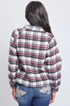 Women's Cropped Boxy Fit Shacket -Wana Fashion Shop J1092PSH BURPL 2