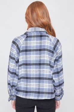 Women's Cropped Boxy Fit Shacket -Wana Fashion Shop J1092PSH BLUPL 3