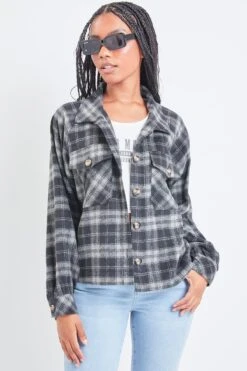 Women's Cropped Boxy Fit Shacket -Wana Fashion Shop J1092PSH BWKPL 1