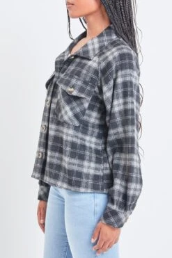 Women's Cropped Boxy Fit Shacket -Wana Fashion Shop J1092PSH BWKPL 3