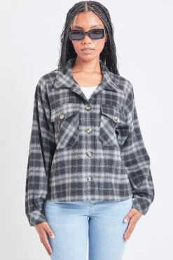 Women's Cropped Boxy Fit Shacket -Wana Fashion Shop J1092PSH BWKPL 5