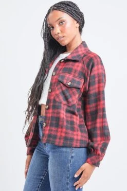 Women's Cropped Boxy Fit Shacket -Wana Fashion Shop J1092PSH BWRPL 2