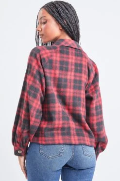 Women's Cropped Boxy Fit Shacket -Wana Fashion Shop J1092PSH BWRPL 3