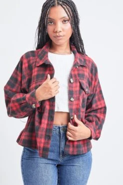 Women's Cropped Boxy Fit Shacket -Wana Fashion Shop J1092PSH BWRPL 4