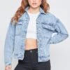Women's Oversized Utility Denim Jacket -Wana Fashion Shop J111476 169L1 1