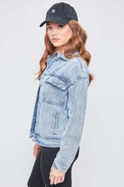 Women's Oversized Utility Denim Jacket -Wana Fashion Shop J111476 169L1 2