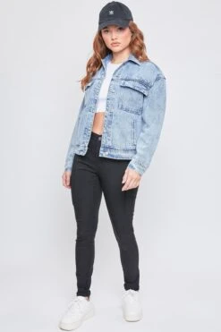 Women's Oversized Utility Denim Jacket -Wana Fashion Shop J111476 169L1 5