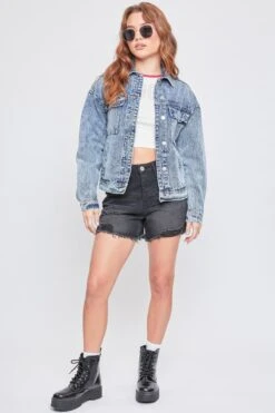 Women's Oversized Utility Denim Jacket -Wana Fashion Shop J111476 169M1 5