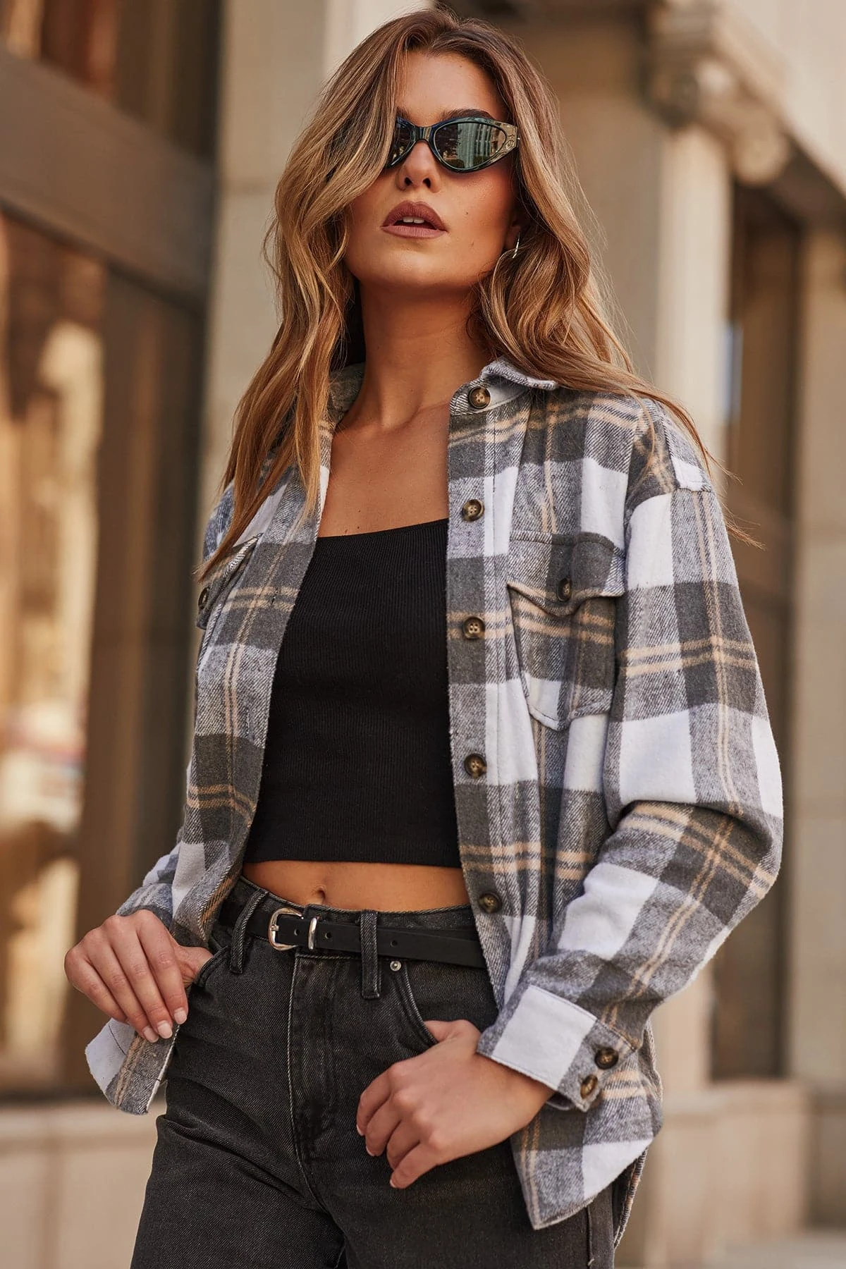 Women's Oversized Plaid Flannel Shacket 9 Women's Oversized Plaid Flannel Shacket - Image 7