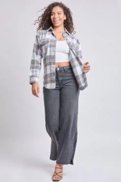 Women's Oversized Plaid Flannel Shacket 27 Women's Oversized Plaid Flannel Shacket -Wana Fashion Shop J1115PSH GRYPL 2 99ce9559 edc5 4d4c b902 3c5a5b640d0c