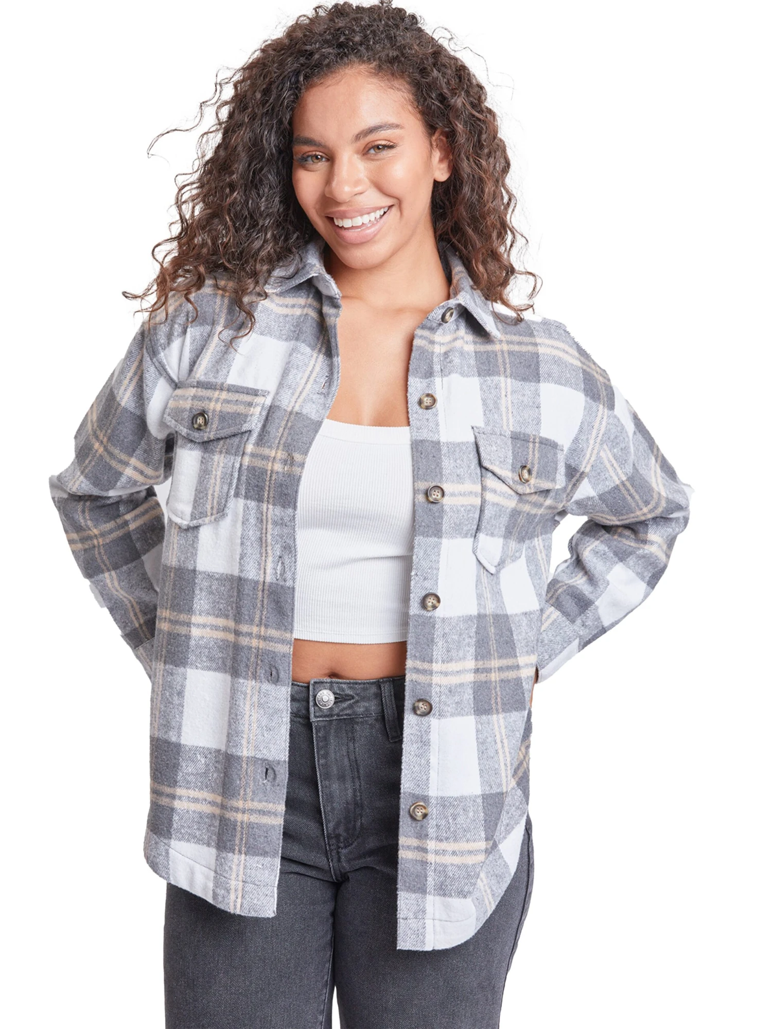 Women's Oversized Plaid Flannel Shacket 6 Women's Oversized Plaid Flannel Shacket - Image 4