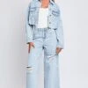 Women's Cropped Denim Jacket -Wana Fashion Shop J115276 2956L 1