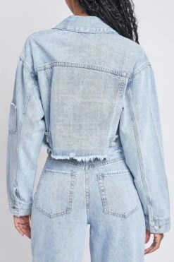 Women's Cropped Denim Jacket -Wana Fashion Shop J115276 2956L 5