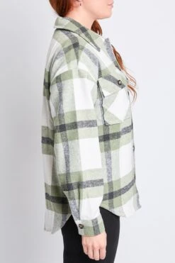 Women's Oversized Plaid Flannel Sherpa Shacket -Wana Fashion Shop J1227SSH OLCRP 2 56228676 235c 4964 80b8 87d5dcb33137
