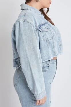 Women's Plus Cropped Denim Jacket 12 Women's Plus Cropped Denim Jacket -Wana Fashion Shop JP115276 2956L 3