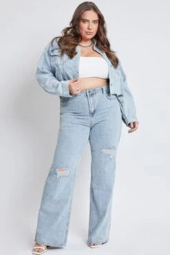 Women's Plus Cropped Denim Jacket 15 Women's Plus Cropped Denim Jacket -Wana Fashion Shop JP115276 2956L 6