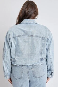 Women's Plus Cropped Denim Jacket 11 Women's Plus Cropped Denim Jacket -Wana Fashion Shop JP115276 2956L 7