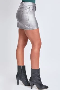 Women's Metallic Micro Mini Skirt -Wana Fashion Shop K1325M SMOKE 3