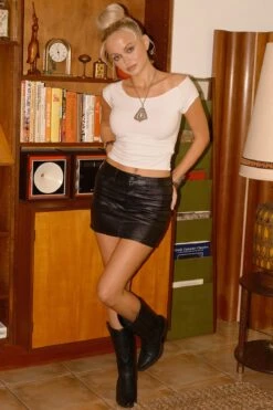 Women's Metallic Micro Mini Skirt -Wana Fashion Shop K1325ME BLACK 4 1