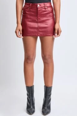 Women's Metallic Micro Mini Skirt -Wana Fashion Shop K1325ME REDWINE 1