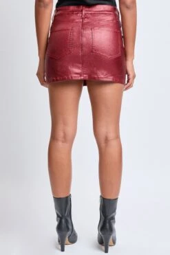 Women's Metallic Micro Mini Skirt -Wana Fashion Shop K1325ME REDWINE 6