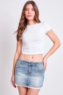 Women's Luxe Lace Trim Micro Mini Skirt