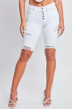 Women's WannaBettaButt Button Fly Bermuda Shorts 14 Women's WannaBettaButt Button Fly Bermuda Shorts -Wana Fashion Shop M103056 K2574 2