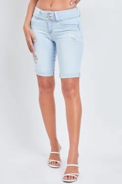 Women's WannaBettaButt 3-Button Cuffed Bermuda Shorts -Wana Fashion Shop M107556 Q1884 2