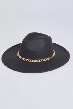 Women’s Chain Wide Brim Hat 10 Women’s Chain Wide Brim Hat -Wana Fashion Shop MMT6699TA BLACK 1