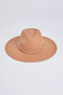 Women’s Chain Wide Brim Hat 12 Women’s Chain Wide Brim Hat -Wana Fashion Shop MMT6699TA TAN