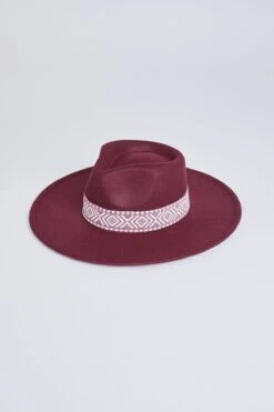 Women’s Boho Tribal Band Felt Hat -Wana Fashion Shop MMT8257IV PLUM 1