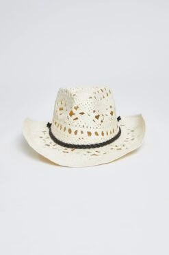 Helena Cream Straw Cowboy Hat -Wana Fashion Shop MMT8307WH WHITE 1