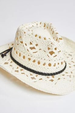 Helena Cream Straw Cowboy Hat -Wana Fashion Shop MMT8307WH WHITE 2