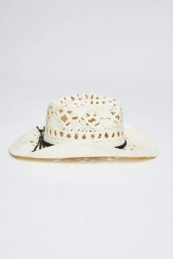 Helena Cream Straw Cowboy Hat -Wana Fashion Shop MMT8307WH WHITE 3