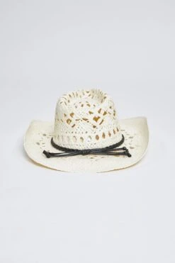 Helena Cream Straw Cowboy Hat -Wana Fashion Shop MMT8307WH WHITE 4