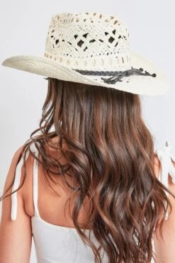 Helena Cream Straw Cowboy Hat -Wana Fashion Shop MMT8307WH WHITE 6