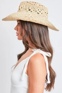 Daisy Natural Straw Cowboy Hat -Wana Fashion Shop MMT8973IV IVORY 3