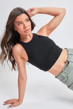 All Thrills No Frills Tank Top -Wana Fashion Shop MT1080 BLACK 1