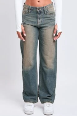 Women's Relaxed Wide Leg Rigid Denim Jeans -Wana Fashion Shop P008114 04BT 1 copia