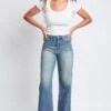 Women's Relaxed Wide Leg Rigid Denim Jeans -Wana Fashion Shop P008114 08NT 4