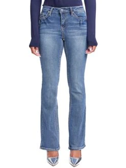 Women's Mid Rise Heavy Stitch Bootcut Cross Studded Jeans 22 Women's Mid Rise Heavy Stitch Bootcut Cross Studded Jeans -Wana Fashion Shop P011186 08N 1 1