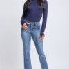 Women's Mid Rise Heavy Stitch Bootcut Cross Studded Jeans -Wana Fashion Shop P011186 08N 4