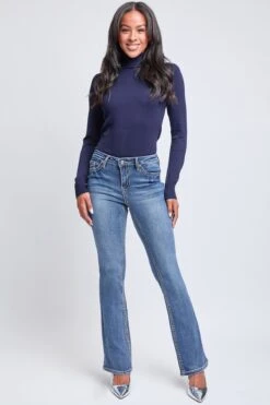 Women's Mid Rise Heavy Stitch Bootcut Cross Studded Jeans 23 Women's Mid Rise Heavy Stitch Bootcut Cross Studded Jeans -Wana Fashion Shop P011186 08N 6