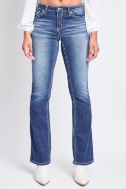 Women's Mid Rise Heavy Stitch Bootcut Cross Studded Jeans 25 Women's Mid Rise Heavy Stitch Bootcut Cross Studded Jeans -Wana Fashion Shop P011186 S08 1