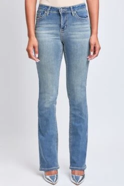 Women's Heavy Stitch Mid Rise Bootcut Stud Jeans -Wana Fashion Shop P011386 08RT 1