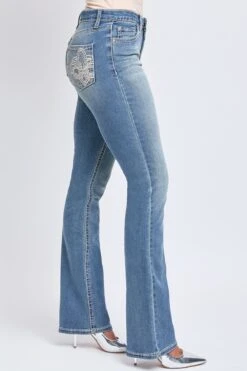 Women's Heavy Stitch Mid Rise Bootcut Stud Jeans -Wana Fashion Shop P011386 08RT 2